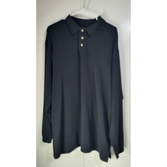 Tommy Bahama Polo Shirt Mens XL Long Sleeve Black Silk Cotton Preppy Golf Resort - Picture 2 of 6